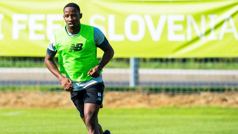 Celtic striker Moussa Dembele training in Slovenia