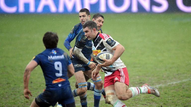 Harlequins flancker Nick Easter runs with the ball during the European Champions Cup rugby union match, Castres vs Harlequins, at the Pierre Antoine Stadiu