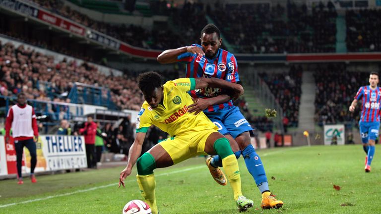 N'Koudou in action for Nantes against Caen in 2014/15