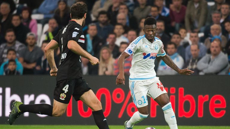N'Koudou takes on Nice's defender Paul Baysse in Ligue 1 last season