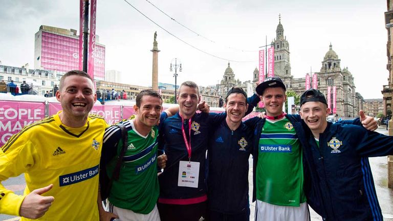 The Northern Ireland team pose for the cameras in George Square
