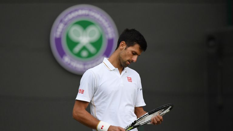 LONDON, ENGLAND - JULY 01:  Novak Djokovic of Serbia looks dejected during the Men's Singles third round match against Sam Querrey of The United States on 