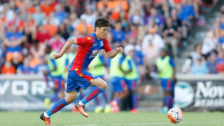 CINCINNATI, OH - JULY 16: Chung-Yong Lee #14 of Crystal Palace FC controls the ball during the match against FC Cincinnati at Nippert Stadium on July 16, 2