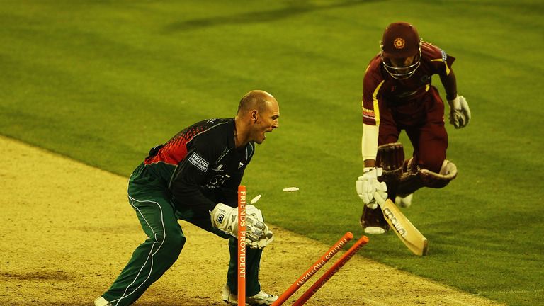 Vishal Tripathi of Northamptonshire is stumped by Paul Nixon of Leicestershire during the Friends Provident T20