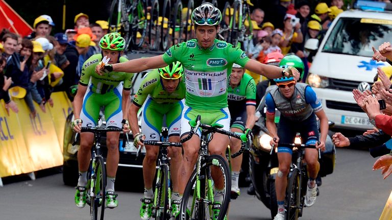 Peter Sagan wheelie on stage ten of the 2014 Tour de France