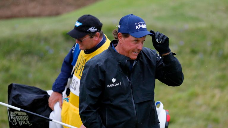 TROON, SCOTLAND - JULY 15:  Phil Mickelson of the United States acknowledges the crowd after a birdie on the 8th green  during the second round on day two 