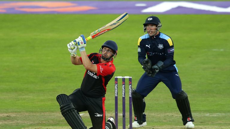 LEEDS, ENGLAND - JULY 20: Phil Mustard of Durham Jets bats during the NatWest T20 Blast match between Yorkshire Vikings and Durham Jets at Headingley on Ju