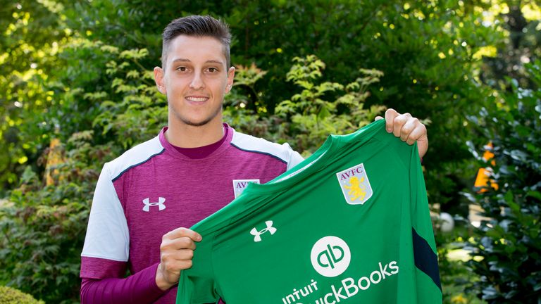 New signing Pierluigi Gollini of Aston Villa poses for a picture at the club's training camp in Leibnitz