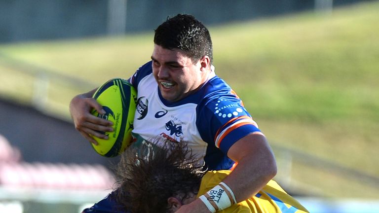 Rams Cameron Orr (left) is tackled during the round nine NRC match against Brisbane City at Ball
