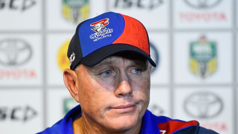 Stone during a post match press conference following an NRL match last year