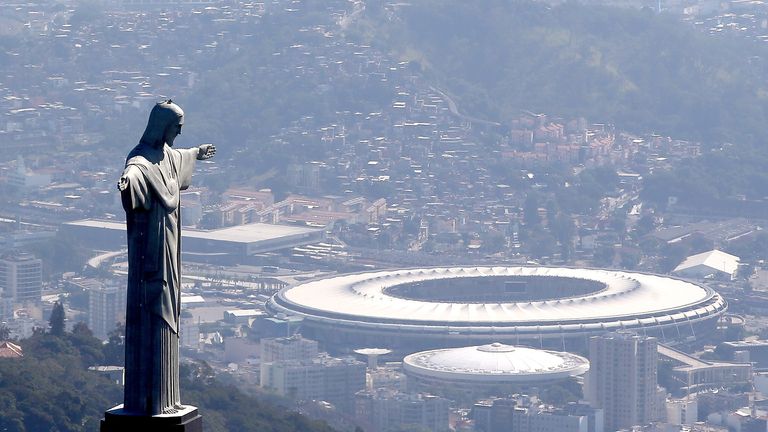 The Maracana Stadium in the shadow of the Christ the Redeemer statue ahead of the Rio 2016 Olympics