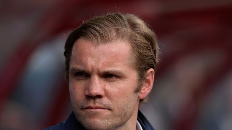 EDINBURGH, SCOTLAND - JUNE 30: Hearts manager Robbie Neilson looks on during the UEFA Europa League First Qualifying Round match between Heart of Midlothia
