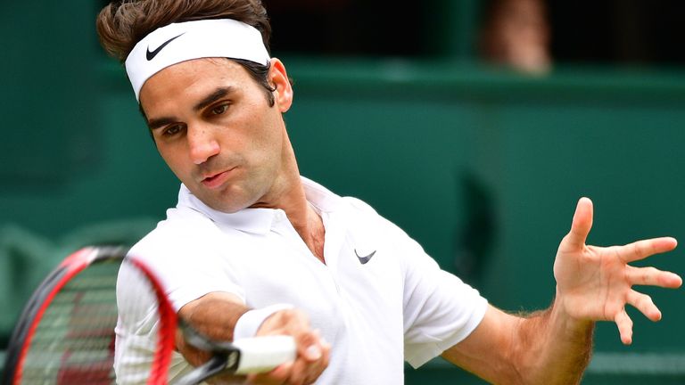 Switzerland's Roger Federer in action during the fourth round of Wimbledon 2016