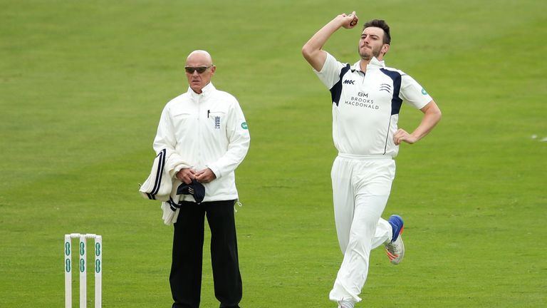 SCARBOROUGH, ENGLAND - JULY 03:  Toby Roland-Jones of Middlesex bowls during day one of the Specsavers County Championship division one match between Yorks