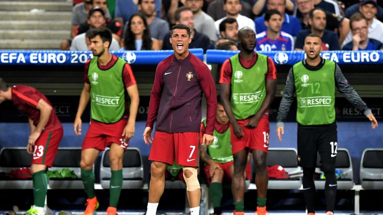 PARIS, FRANCE - JULY 10:  Cristiano Ronaldo of Portugal reacts during the UEFA EURO 2016 Final match between Portugal and France at Stade de France on July