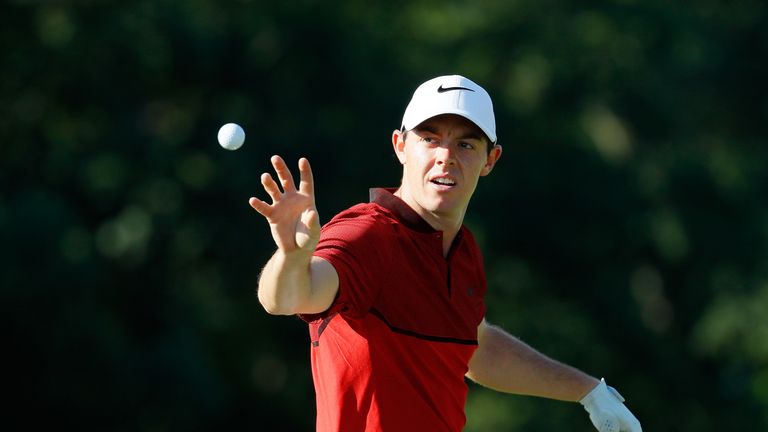 SPRINGFIELD, NJ - JULY 26:  Rory McIlroy of Northern Ireland catches a golf ball during a practice round prior to the 2016 PGA Championship at Baltusrol Go