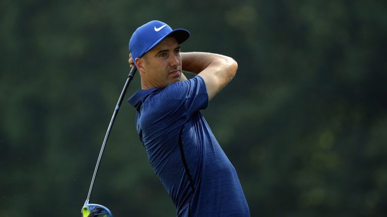 Ross Fisher plays his shot from the sixth tee during the first round of the 2016 PGA Championship