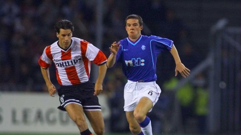 Ruud van Nistelrooy (left) went on to average 30 goals a season for five years at Manchester United after leaving PSV