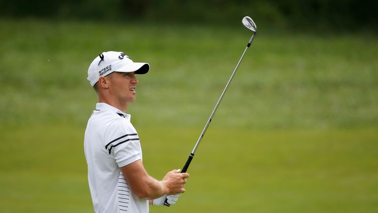 GIRONA, SPAIN - MAY 18:  Alex Noren of Sweden hits his second shot on the 1st hole during the final round of the Open de Espana held at PGA Catalunya Resor