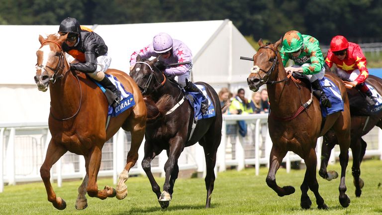 Secret Art ridden by Martin Dwyer leads the field home to win The Coral Challenge Race run during Coral-Eclipse Day at Sandown Park Racecourse. PRESS ASSOC