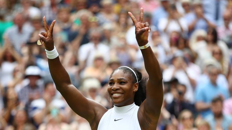 Serena Williams celebrates her 22nd Grand Slam title after winning the Wimbledon 2016 final