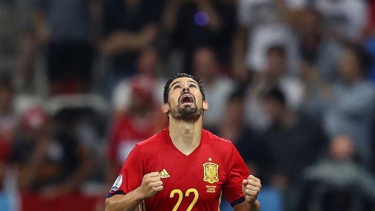 Nolito goal celeb, Spain v Turkey, Euro 2016