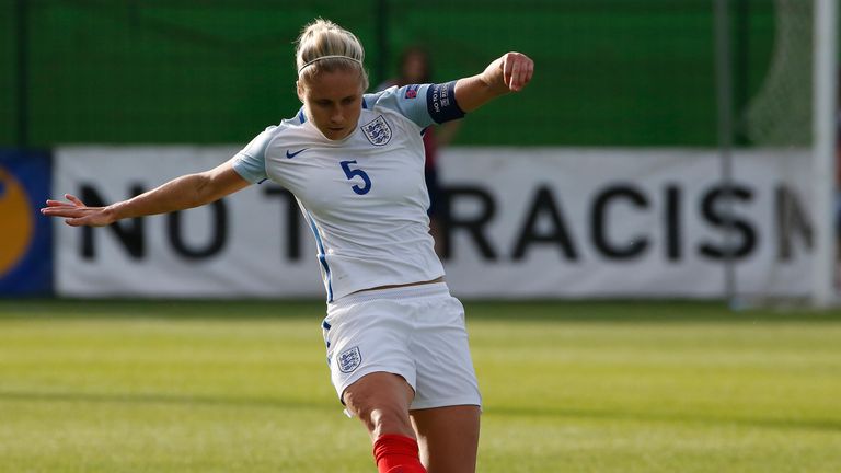 England captain Steph Houghton in action during the UEFA Women's European Championship Qualifier match against Bosnia and Herzegovina