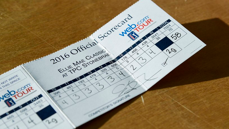 You don't see this too often! Stephan Jaeger's first-round card. (pic from WebDotComTour)