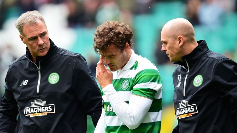 Celtic's Erik Sviatchenko goes off injured