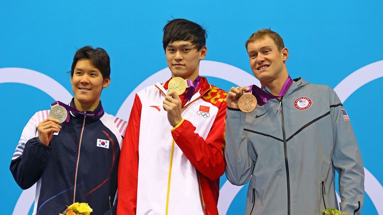 Korean Tae-Hwan Park wins silver in the Men's 400m Freestyle on Day One of the London 2012 Olympic Games