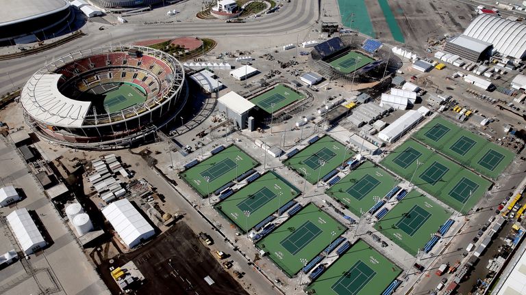 The Olympic Tennis Centre in preparation for the 2016 Olympic Games