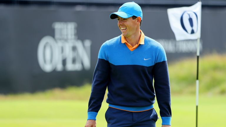 TROON, SCOTLAND - JULY 12:  Rory McIlroy of Northern Ireland looks on during a practice round ahead of the 145th Open Championship at Royal Troon on July 1