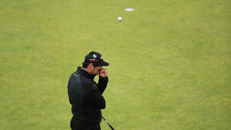 ST ANDREWS, SCOTLAND - JULY 20:  Jason Day of Australia reacts after a missed putt on the 18th green during the final round of the 144th Open Championship 