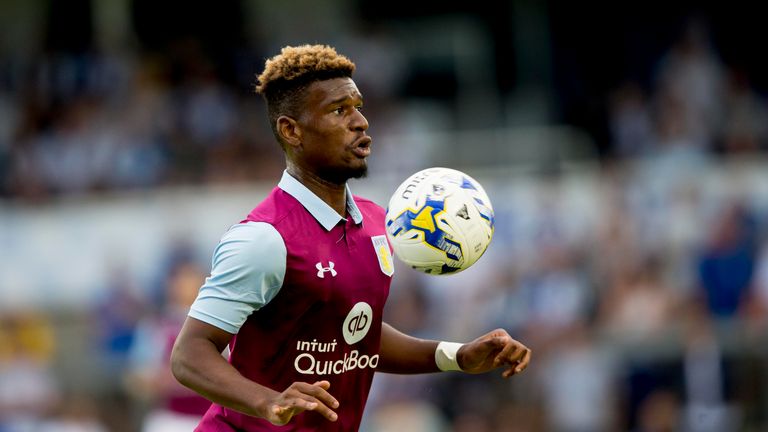 BRISTOL, ENGLAND - JULY 20 : Aaron Tshibola of Aston Villa during the Pre-Season Friendly match between Bristol Rovers and Aston Villa at the Memorial Stad