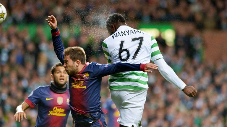 Victor Wanyama scores in Celtic's 2-1 victory over Barcelona