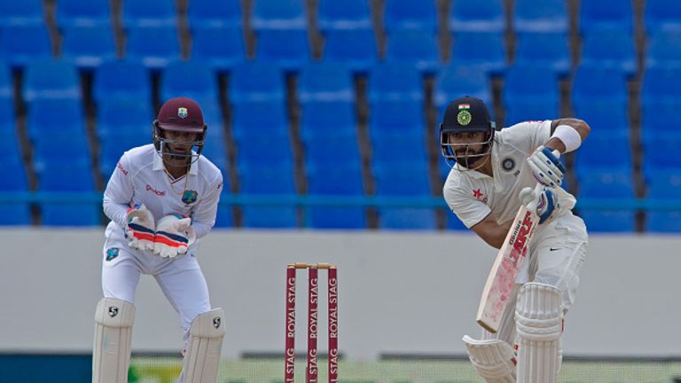 India captain Virat Kohli en route to a first double ton against West Indies in Antigua