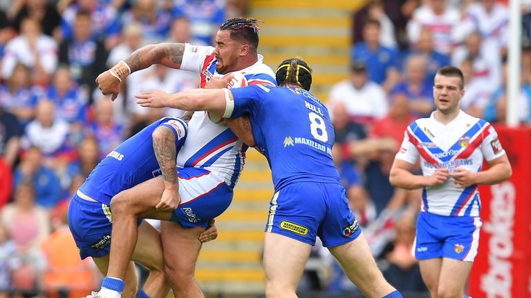 Wakefield Wildcats' David Fifita is tackled