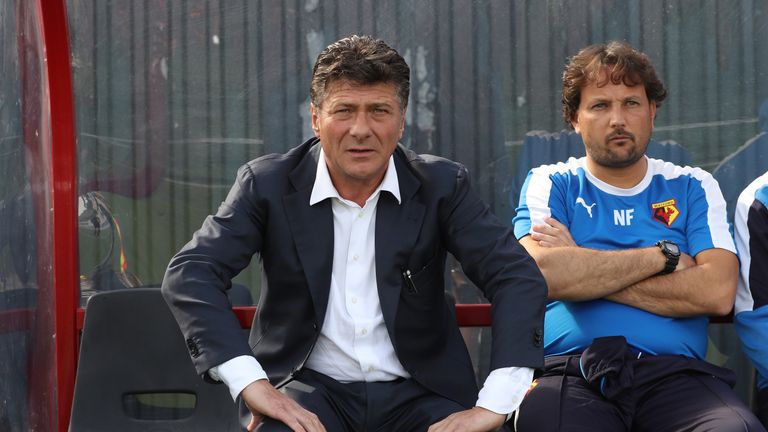 WOKING, ENGLAND - JULY 10:  Walter Mazzarri, the Watford manager looks on during the pre season friendly match between Woking and Watford at The Laithwaite