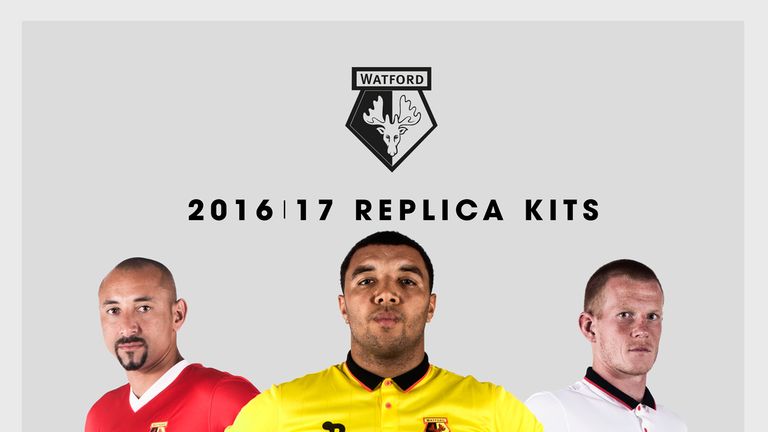 Heurelho Gomes, Troy Deeney and Ben Davies model the Watford 2016/17 kits (picture c/o Watford FC)