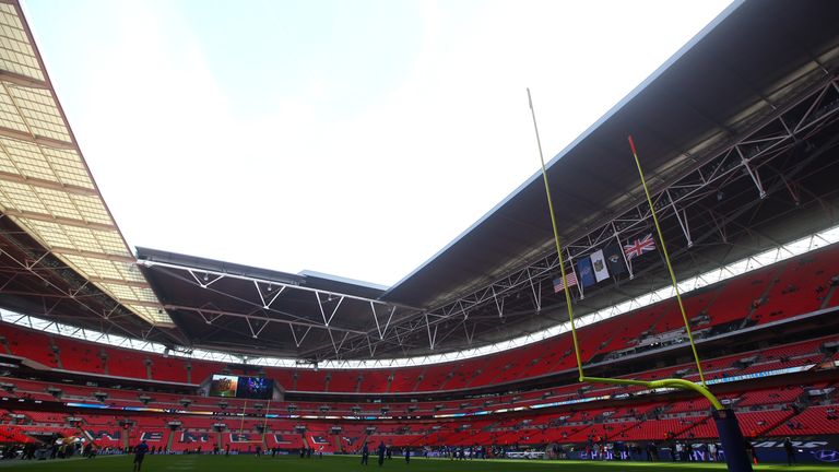 LONDON, ENGLAND - OCTOBER 25: A general view of the stadium during the NFL match between Jacksonville Jaguars and Buffalo Bills at Wembley Stadium on Octob