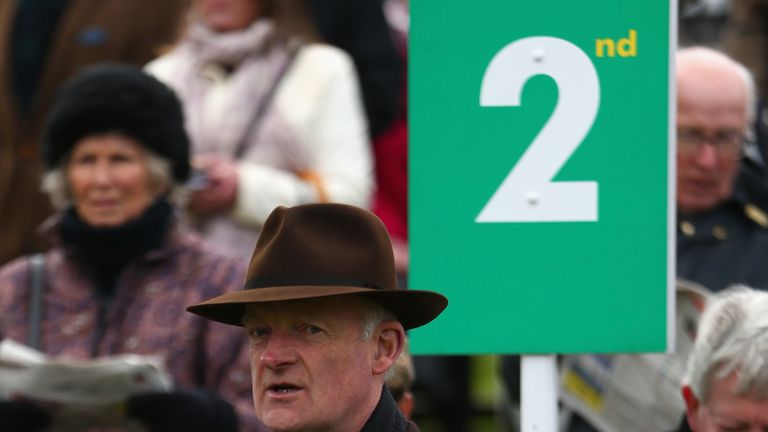 ESHER, ENGLAND - APRIL 23:  Trainer Willie Mullins looks on at Sandown Park on April 23, 2016 in Esher, England.  (Photo by Michael Steele/Getty Images)