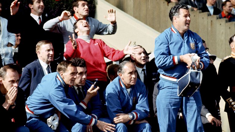 England team manager Alf Ramsey watches on during the 1966 World Cup final
