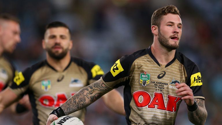 SYDNEY, AUSTRALIA - JULY 02:  Zak Hardaker of the Panthers warms up prior to the round 17 NRL match between the Wests Tigers and the Penrith Panthers at AN