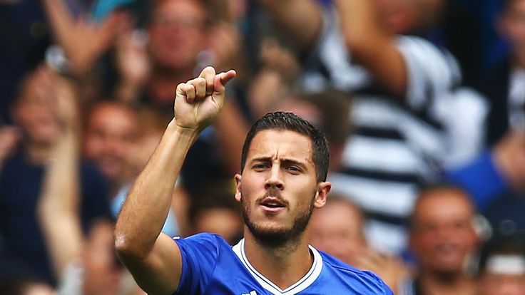 Eden Hazard of Chelsea celebrates scoring