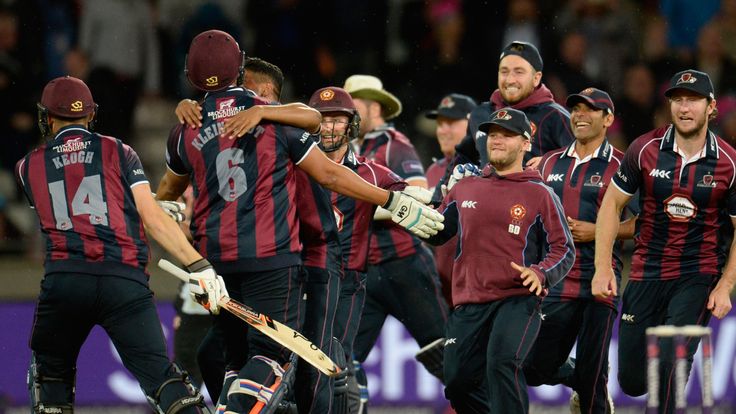 Northants celebrate their moment of victory