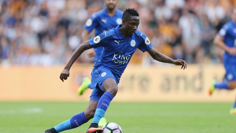 HULL, ENGLAND - AUGUST 13:  Ahmed Musa of Leicester during the Premier League match between Hull City and Leicester City at KC Stadium on August 13, 2016 i