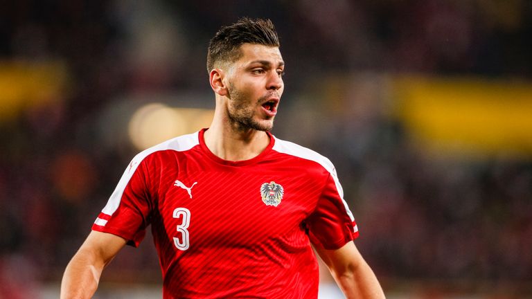 VIENNA, AUSTRIA - MARCH 29:  Aleksandar Dragovic of Austria reacts during the international friendly match between Austria and Turkey at Ernst-Happel-Stadi