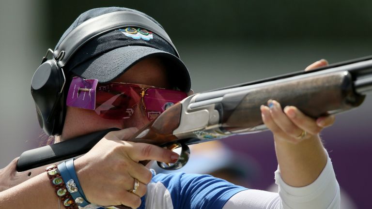 San Marino's Alessandra Perilli competes in the women's trap final at the London 2012 Olympics 