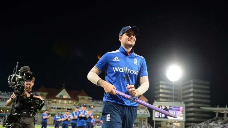 Man-of-the-match Alex Hales leads England from the field