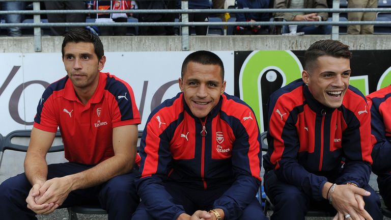 Alexis Sanchez watches on but does not feature for Arsenal at Viking Stadion.